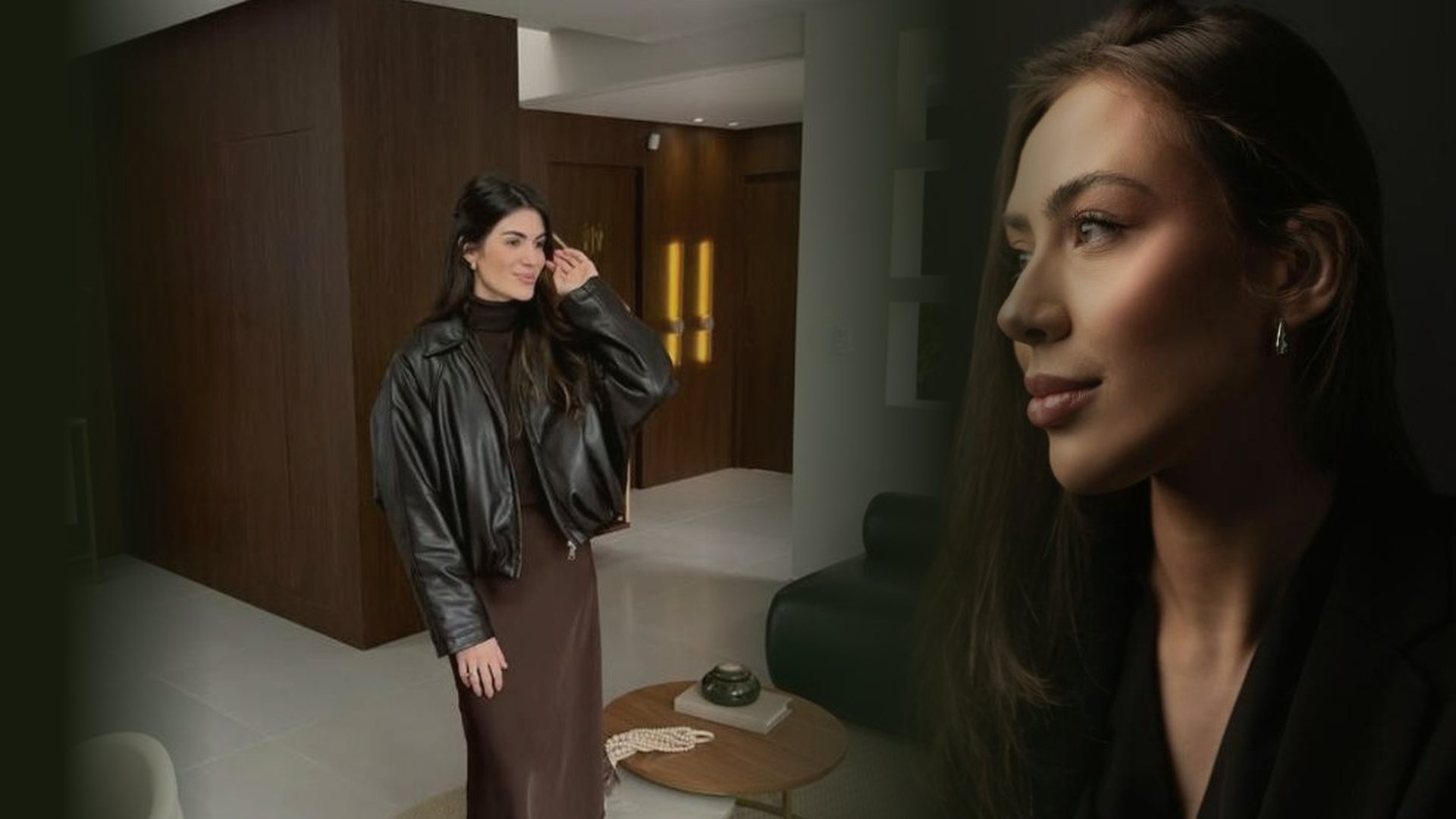 Dra. Tassiany Pasquatto na recepção da clínica e Dra. Thaís Schiebel em retrato